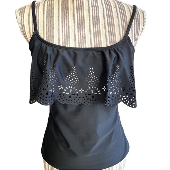 Arizona Jean Co, tankini top, size L, shelf bra, no padding,adjustable straps - Picture 2 of 4